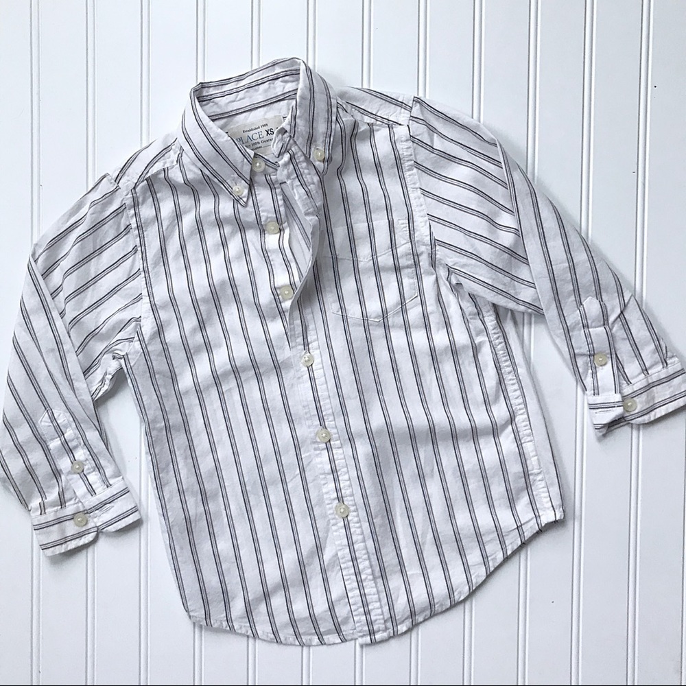 •Children’s Place• white striped poplin shirt